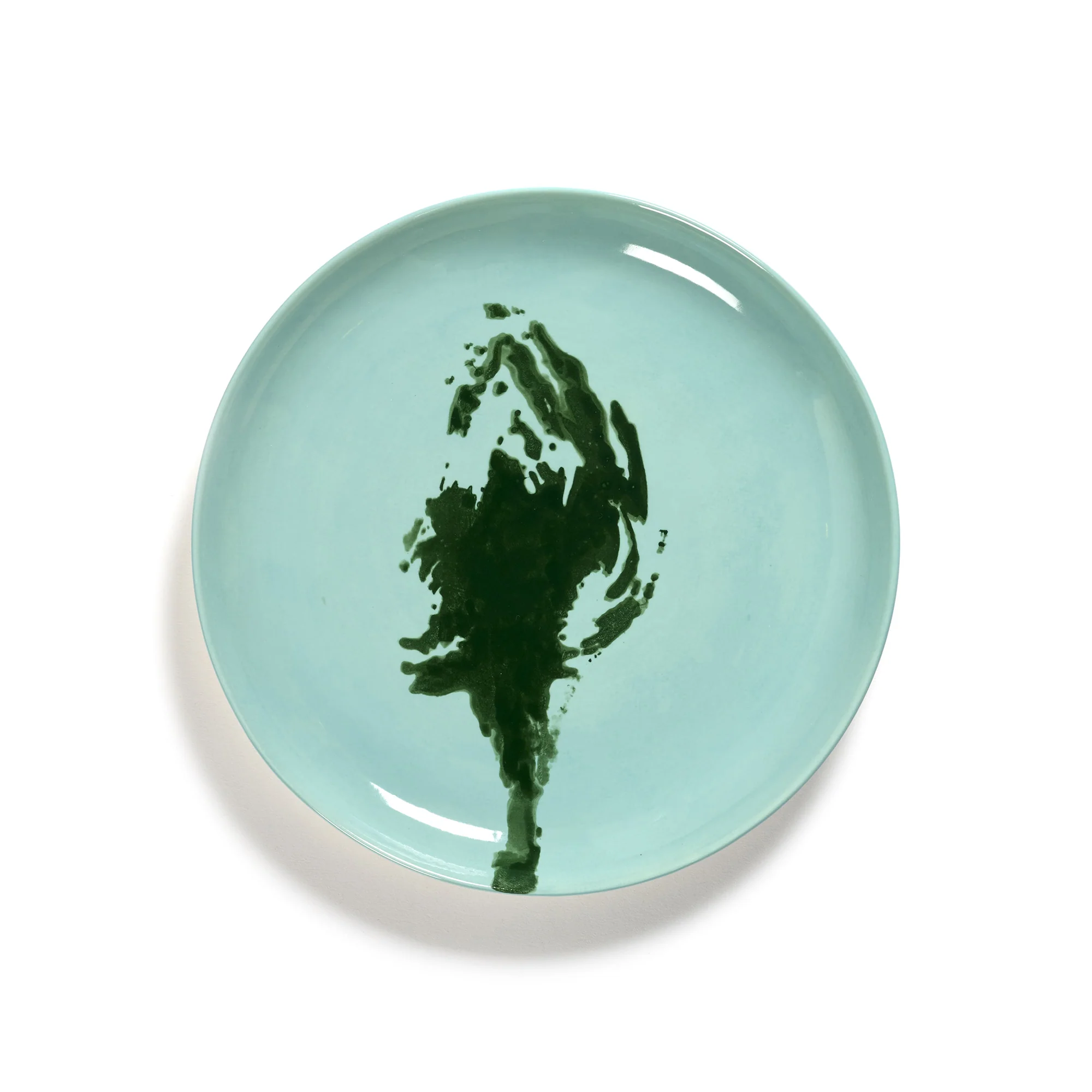 Azure High Plate with Green Artichoke Motif - Image 3