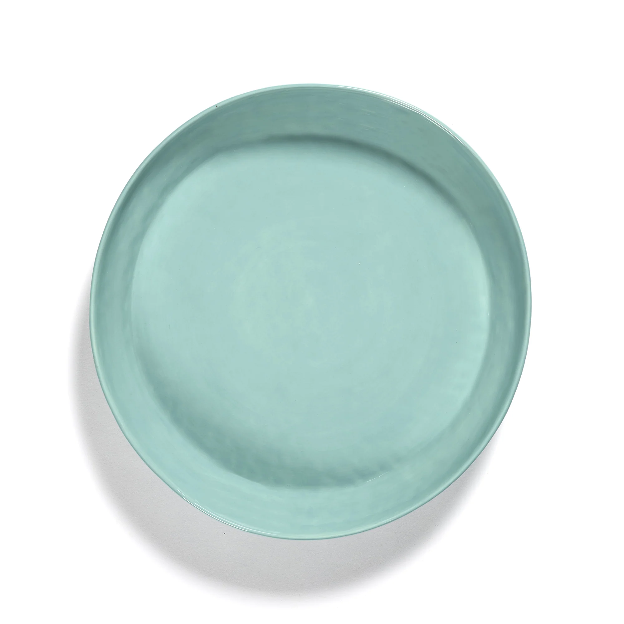 Azure High Side Serving Plate with Red Stripes