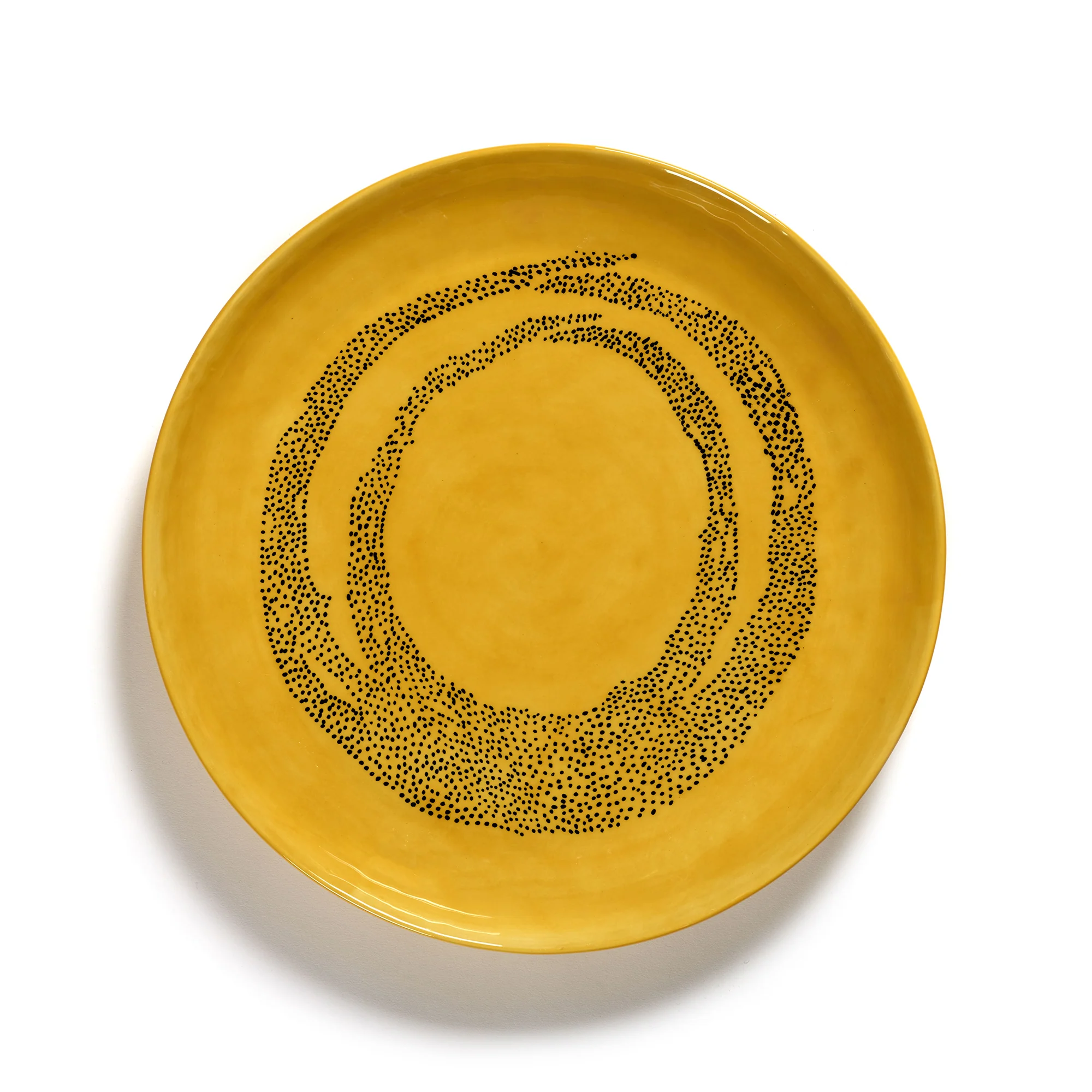 Sunny Yellow Serving Plate with Black Dots