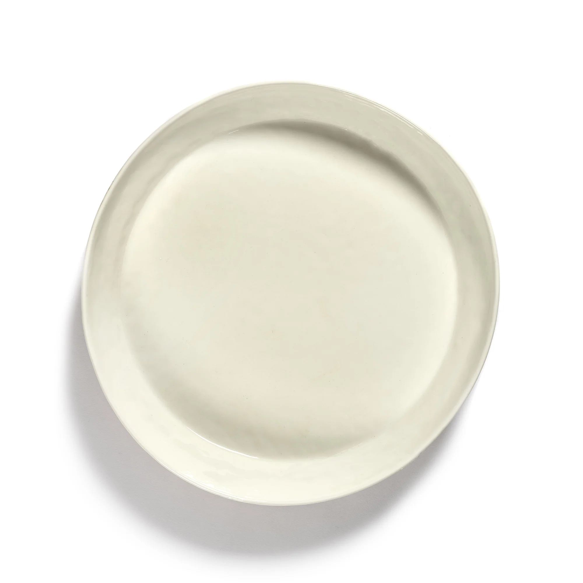 White High Side Serving Plate with Red Stripes