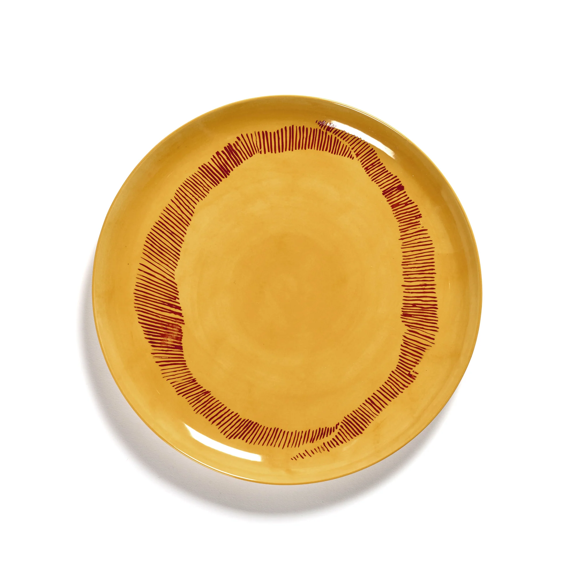 Sunny Yellow Plate with Red Stripes - Image 2